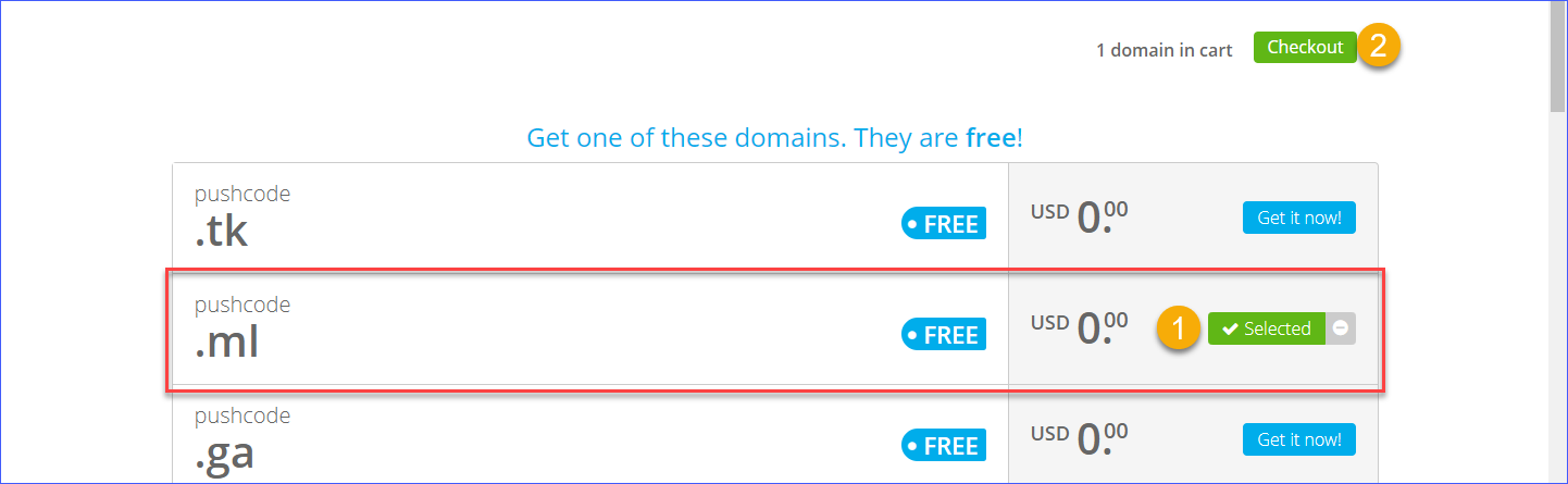 Select domains