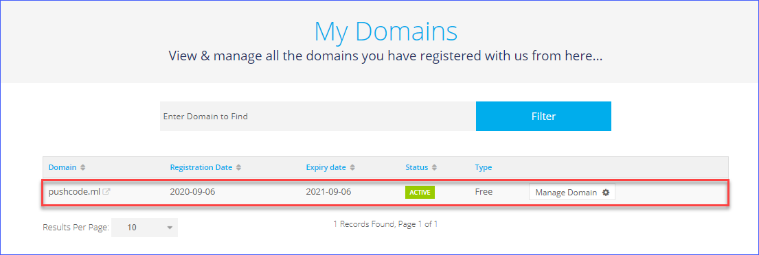 New domain is registered