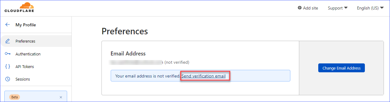 Send verification email